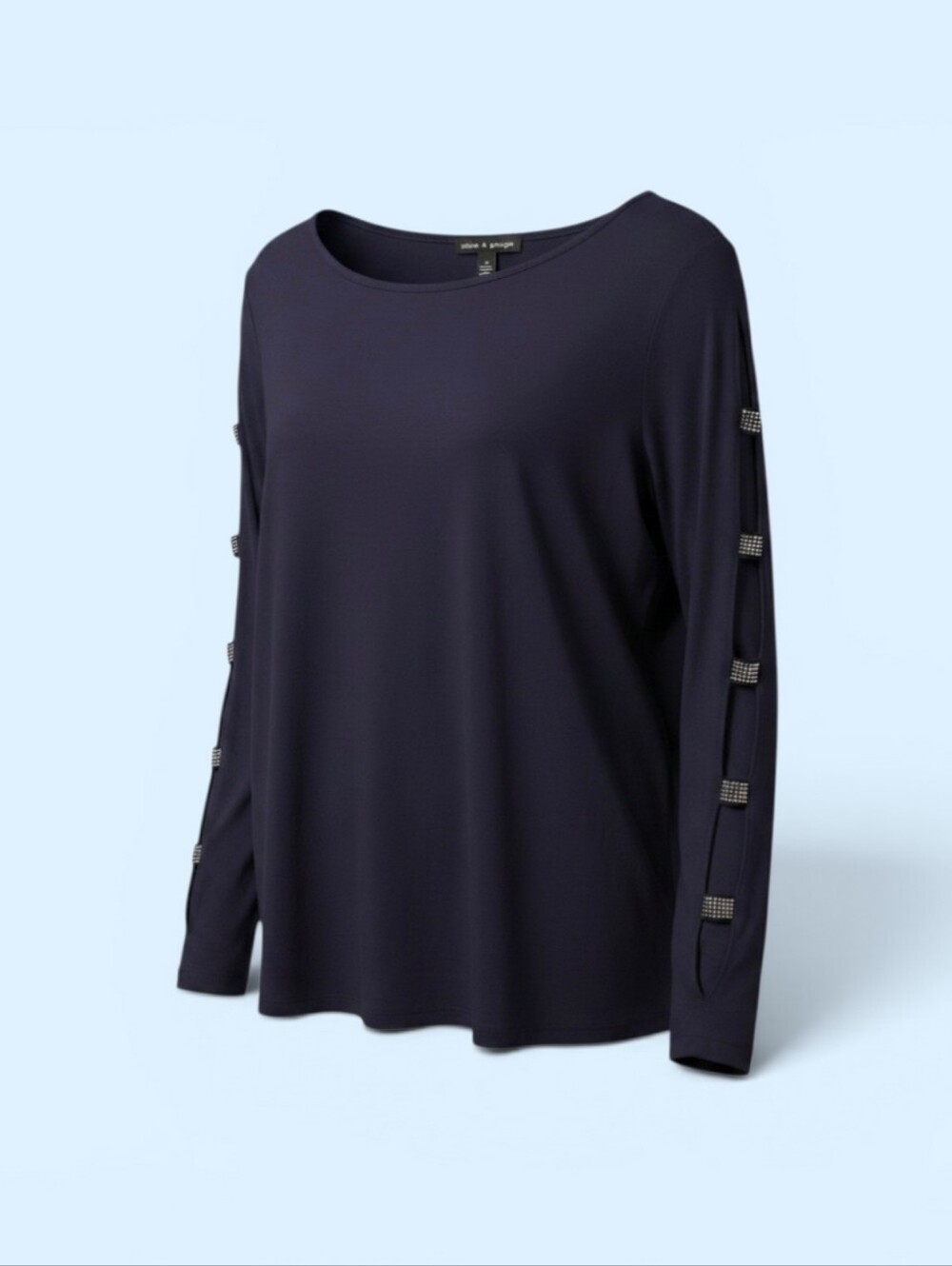 Cable & Gauge Navy Long-Sleeve Top with Sleeve Tabs